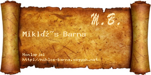 Miklós Barna névjegykártya